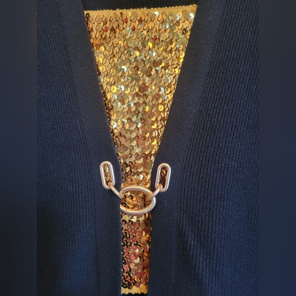 Black Sweater Sioni Clip Front Dolman Sleeve Cardigan NYE Christmas Gift! New - Picture 2 of 6